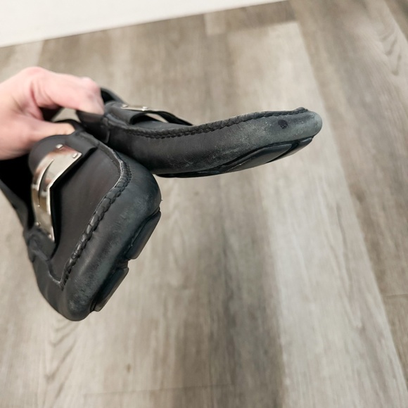 Prada Black Leather Logo Buckle Driver Loafers Mens US 9.5 - Picture 7 of 8